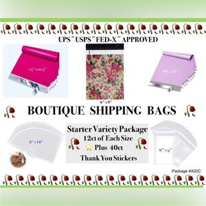 Shipping Starter Variety Package 36ct Poly & 24ct Clear Bags & 40ct Stickers 🥀🆕🥀